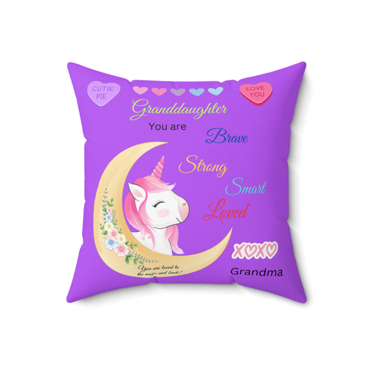 Unicorn Pillow for Granddaughter, Spun Polyester Square Pillow