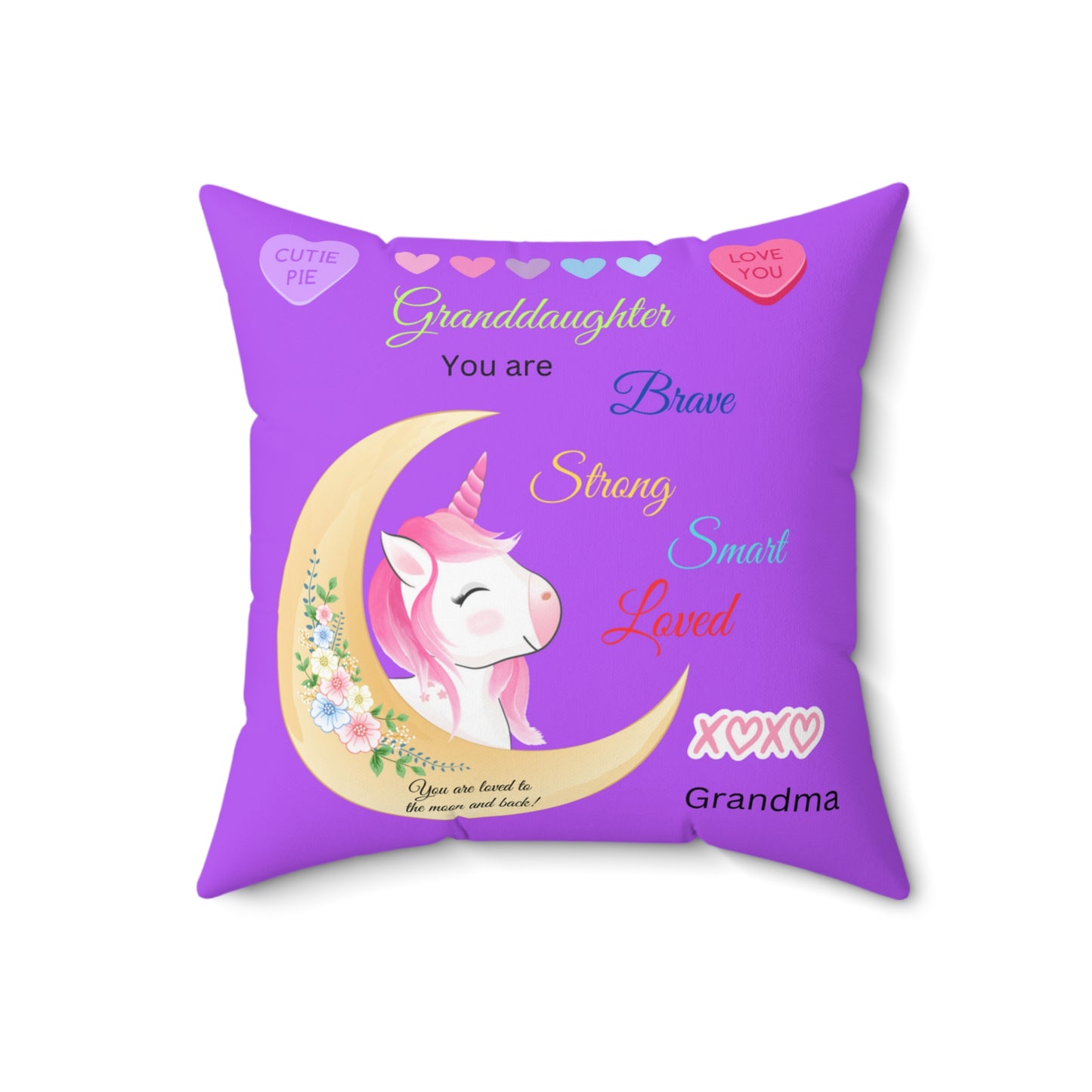 Unicorn Pillow for Granddaughter, Spun Polyester Square Pillow